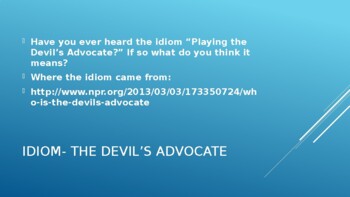 Idiom - To Play Devil's Advocate - Funky English