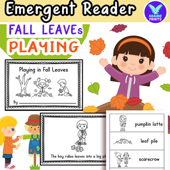 Preview of Playing in Fall Leaves Emergent Reader Kindergarten ELA Activities Mini Books