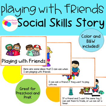 Preview of Playing with Friends Social Skills Story, Life Skills for Preschool Kindergarten