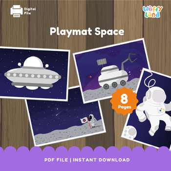 Preview of Playmat Space Theme | Montessori Material Print, Play Doh Activity, Sensory Kids