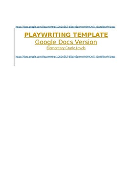 Preview of Playwriting Template - Google Docs Version - Elementary Grade Levels