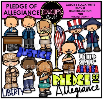 Preview of Pledge Of Allegiance Clip Art Bundle {Educlips Clipart}