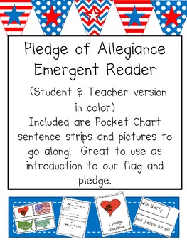 Preview of Pledge of Allegiance Emergent Reader and Pocket Chart Activity