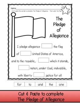 Pledge of Allegiance Freebie: cut, paste, color, & write! | TpT