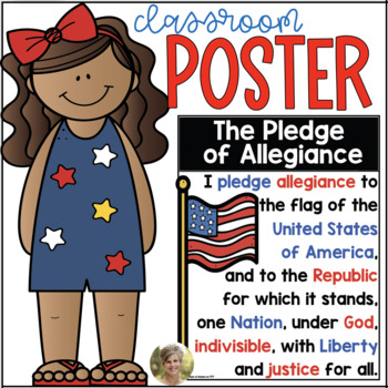 Preview of The Pledge of Allegiance Classroom Poster US Symbols Kindergarten & First
