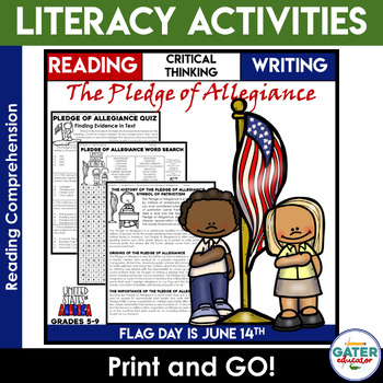 Preview of Pledge of Allegiance Reading Comprehension | American History Writing Prompts