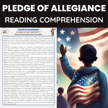 Preview of Pledge of Allegiance Reading Comprehension | History of Pledge of Allegiance