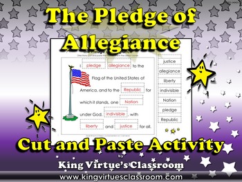 Preview of Pledge of Allegiance: United States National Pledge to the Flag Cut and Paste