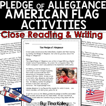Preview of Pledge of Allegiance and American Flag Close Read Activities