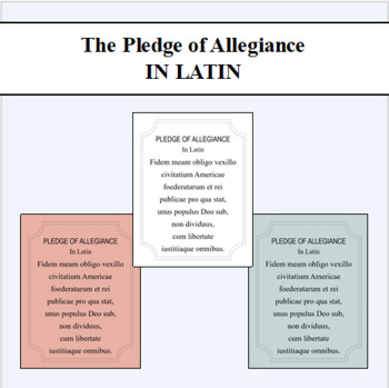 Preview of Pledge of Allegiance in Latin
