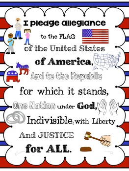 pledge of allegiance words printable for kids