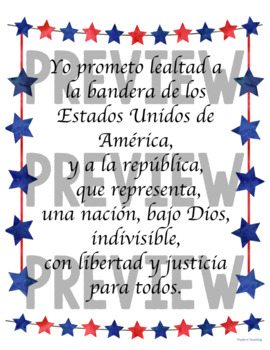 Pledge of Allegiance in English & Spanish by Pryde in Teaching | TpT