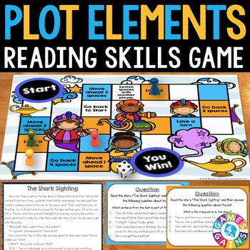 Preview of Elements of Plot Structure Task Cards Practice Activity Story Plot Passages Game