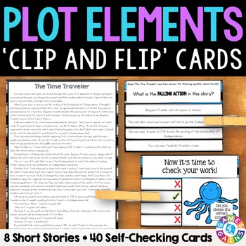 Preview of Plot Elements & Structure Task Cards Practice Activity Teach Story Plot Passages