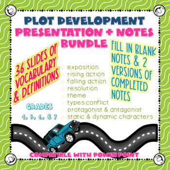 Preview of Plot Development Presentation & Companion Notes (3 versions)