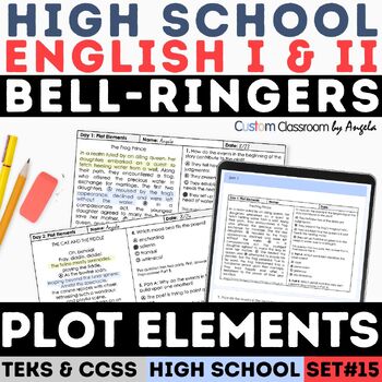 Preview of STAAR Story Plot Elements Quiz Passages High School Bell Ringers Exit Tickets
