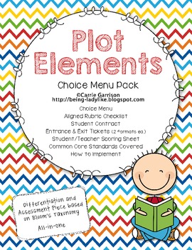 Preview of Plot Elements Choice Menu Pack for Differentiation and Extension {Common Core}
