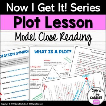 Preview of Plot Elements Lesson Plan PLOT DIAGRAM WITH SHORT STORY Close Reading Passage