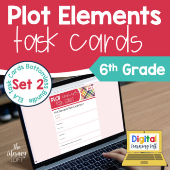 Preview of Plot Elements Task Cards 6th Grade I Google Slides and Forms