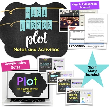Preview of Plot Mini Lesson Notes and Activity for Middle School ELA RL3- Distance Learning