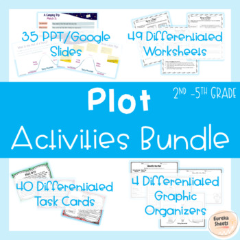 Preview of Plot PPT Lesson, Differentiated Worksheets & Task Cards & Graphic Organizers