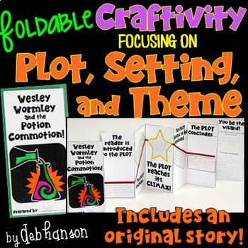 Preview of Plot, Setting, and Theme Foldable Craftivity with an original story