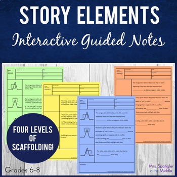 Preview of Plot Story Elements Vocabulary Interactive Guided Notes and Game