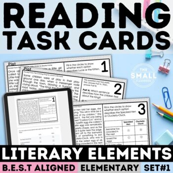 Preview of Literary Elements Task Cards and Story Plot Worksheets 3rd 4th 5th Grade Passage