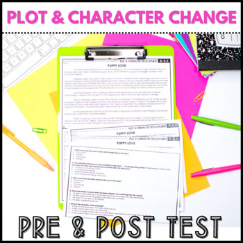 Preview of Plot and Character Development Assessments Pre and Post Test - RL 6.3