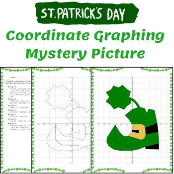 Preview of Plot and Color St. Patrick's Day Coordinate Graphing Mystery Pictures  No Prep