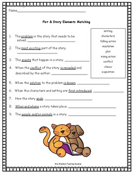 Plot and Story Elements Assessment Worksheet by Mrs Bradleys Reading Palace