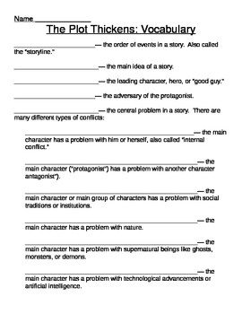 Plot And Types Of Conflict Worksheet By Monster Grammar Tpt