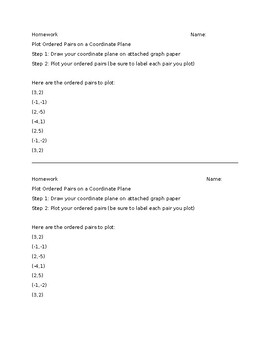 Preview of Plot ordered pairs