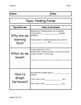 Preview of Plotting Points Guided Notes