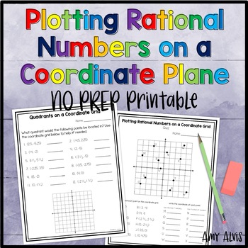 Preview of Plotting Rational Numbers on a Coordinate Plane NO PREP Printables Worksheets