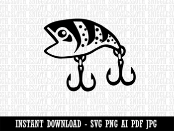 Plug Crankbait Fishing Lure Bait Hooks Clipart Instant Digital Download AI  PDF