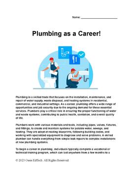 Preview of Plumbing Careers Exploration Worksheet!