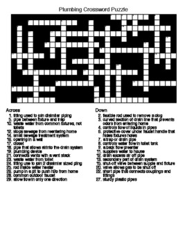 Plumbing Vocabulary Crossword and Word Search with KEYS by Lonnie Jones