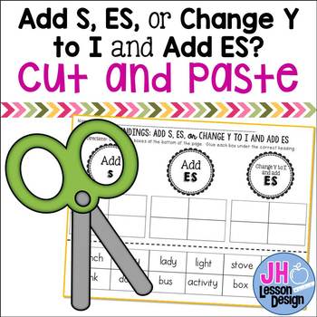 Preview of Plural Endings: Add S, ES, or Change Y to I and add ES: Cut and Paste