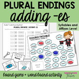 Plural Endings Adding -ES Syllables and Affixes Games and 