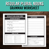 Plural Forms of Regular Nouns Grammar Practice Worksheet