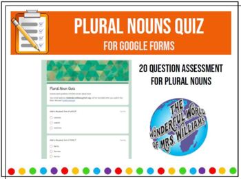 Preview of Plural Noun Google Form Quiz / Assessment