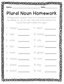 is homework a plural noun