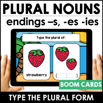 Preview of Plural Nouns | Spelling Patterns  -s, -es, -ies endings Digital Boom Cards™