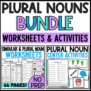 Preview of Plural Noun Worksheets and Centers Bundle