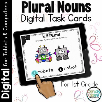 Preview of Plural Nouns Activities 1st Grade Grammar Practice Review Google Slides Use