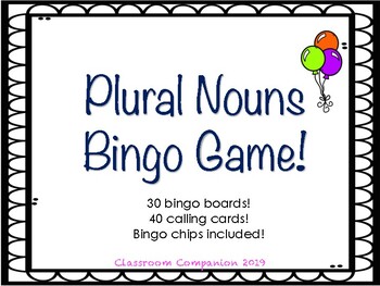 Preview of Plural Nouns Bingo Game!