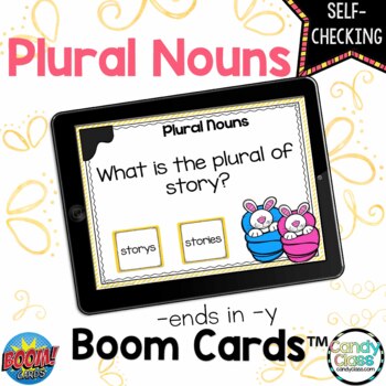 Preview of Plural Nouns Boom Cards Digital 2nd Grade Grammar Practice ELA Review Activity