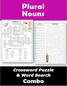 Preview of Plural Nouns Crossword Puzzle and Word Search Combo