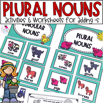 Preview of Singular and Plural Nouns - First Grade Grammar Worksheets, Word Sort, Posters
